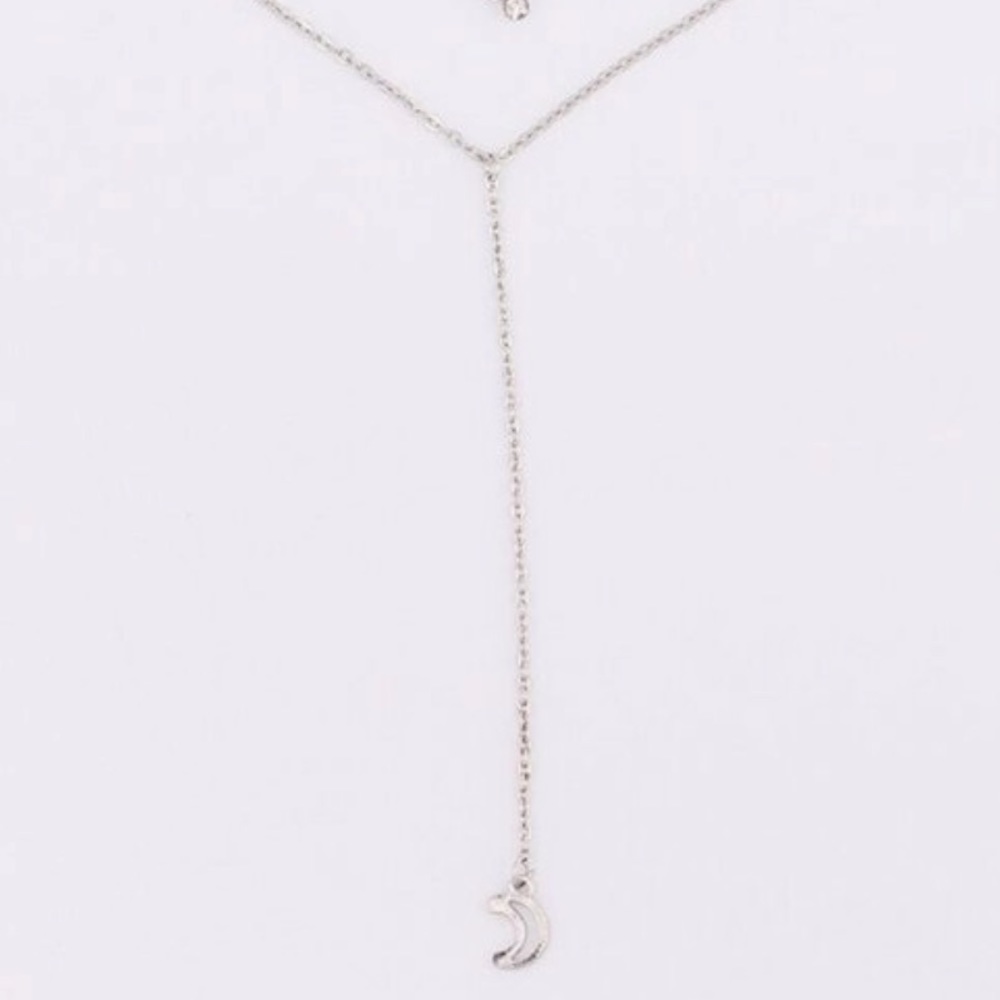 Silver Moon Necklace + Disc & Rhinestone Choker - Picture 4 of 7